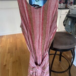 DREW Backless Pink and Brown Striped Dress
